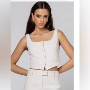 Mango Ivory Button-Up Vest